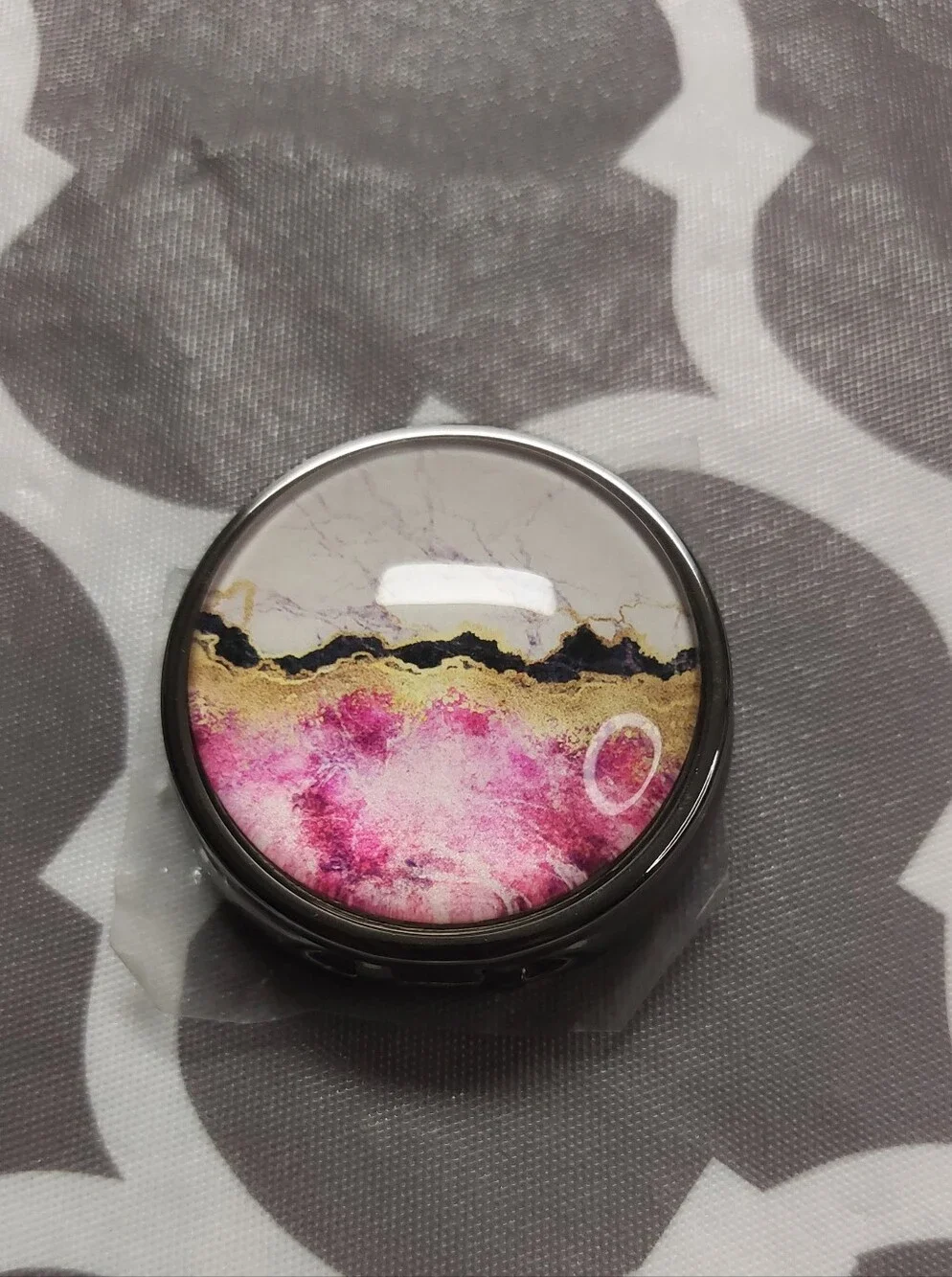Round Pink & Gold Marble Pocket Mirror,pill Box